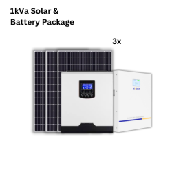1kVA Solar system package with battery and 3 solar panels
